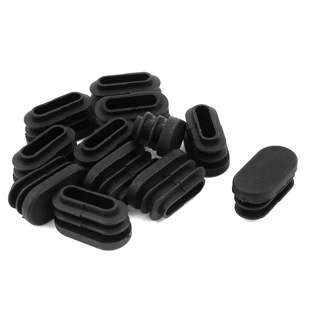 Uxcell 30 PCS Black Plastic Tube Insert Caps - 15x30mm Oval Shape For Furniture Legs, Floor Protectors
