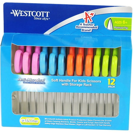 Westcott Pointed Tip Scissors with Microban, 12 Pack