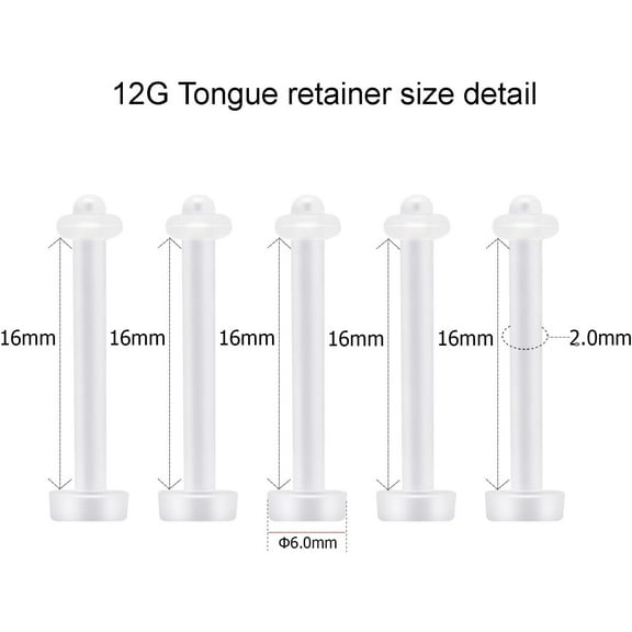 GHRTGR-8G/10G/12G/14G/16G/18G Bioplast Clear Flat Tongue Nipple Ring Flexible Retainers Spacers Labret Bar