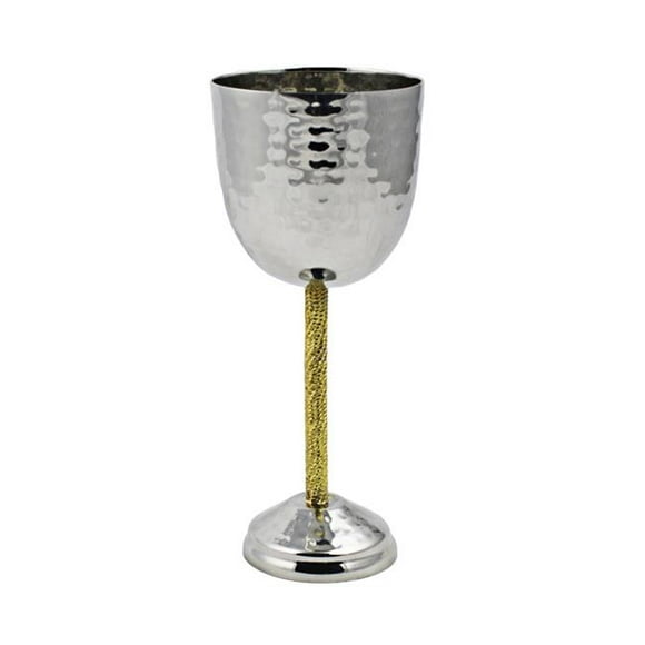 Kiddush Goblet with Gold Stem Tray - Stainless Steel
