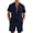 FS50_Navy, variant on Men's 2 Piece Outfit Summer Casual Short Sleeve Button Down Shirt and Shorts Set Beach Vacation Lounge Pajamas with Pockets Wine L