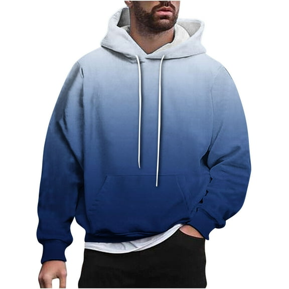 cocolona Mens Gradient Hoodies Fall Winter Oversized Drawstring Hooded Sweatshirts Casual Long Sleeve Pullover Tops with Pockets