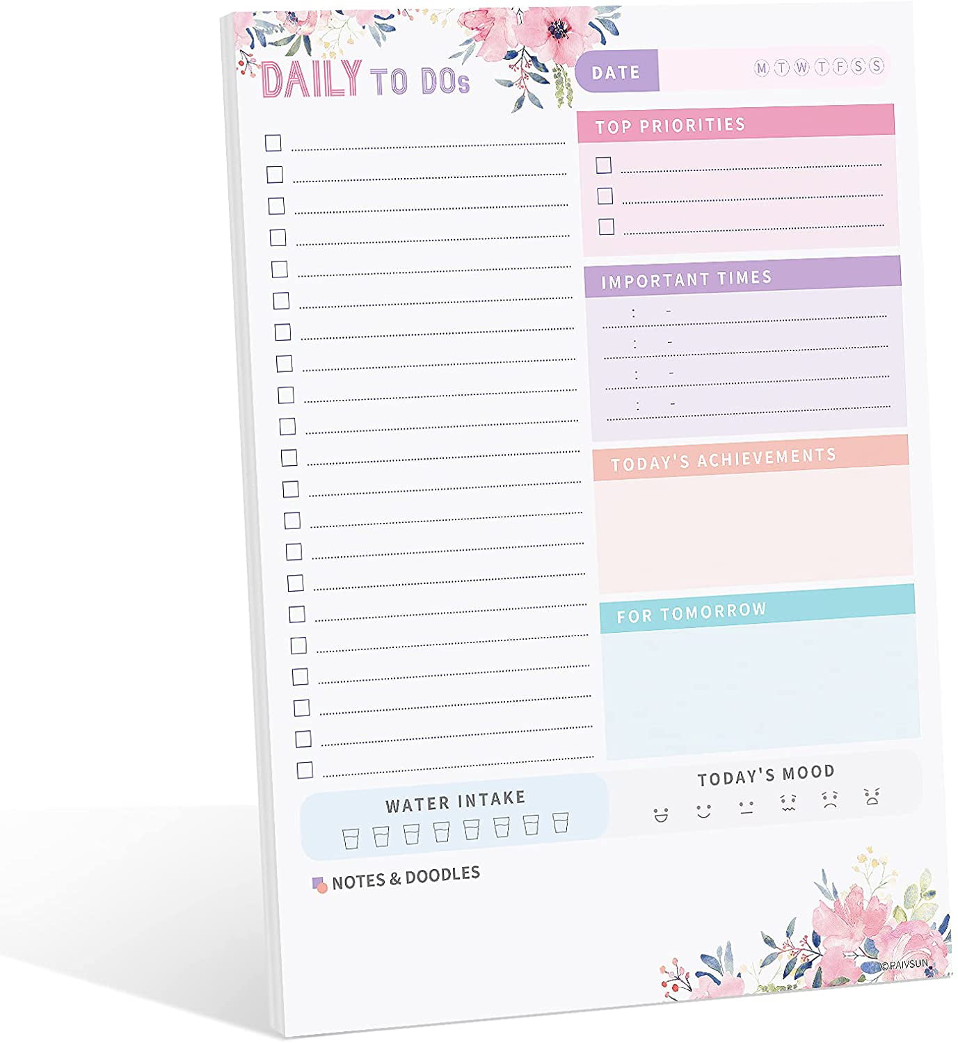 PAIVSUN 2021 Daily Planner To Do List Notepad Calendar Productivity Organizer Cute Office Supplies Checklist Undated Day Planner Note Pad 7.5x10 Pink Work Planner Scheduler