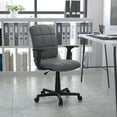 thumbnail image 2 of Flash Furniture Clayton Mid-Back Gray Quilted Vinyl Swivel Task Office Chair with Arms, 2 of 9