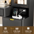 thumbnail image 6 of PUFFCAFE Makeup Vanity Desk with Mirror and Lights,45" Black Fluted Glass Top Makeup Table with Power Outlet& RGB Storage Cabinet,Large Dressing Table, 6 of 8