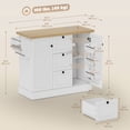 thumbnail image 2 of Farmhouse Kitchen Island Cart with Power Outlets | 49" White Storage Cart with Drawers & Adjustable Shelves for Kitchen & Dining Room, 2 of 7
