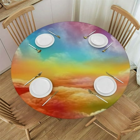 

Xllo0ord Colorful Fantasy Galaxy Nebula Round Fitted Tablecloth Elastic Edge Waterproof Oil-Proof Table Cover Stain-Resistant Table Cloth Fits Round Tables 42 -46