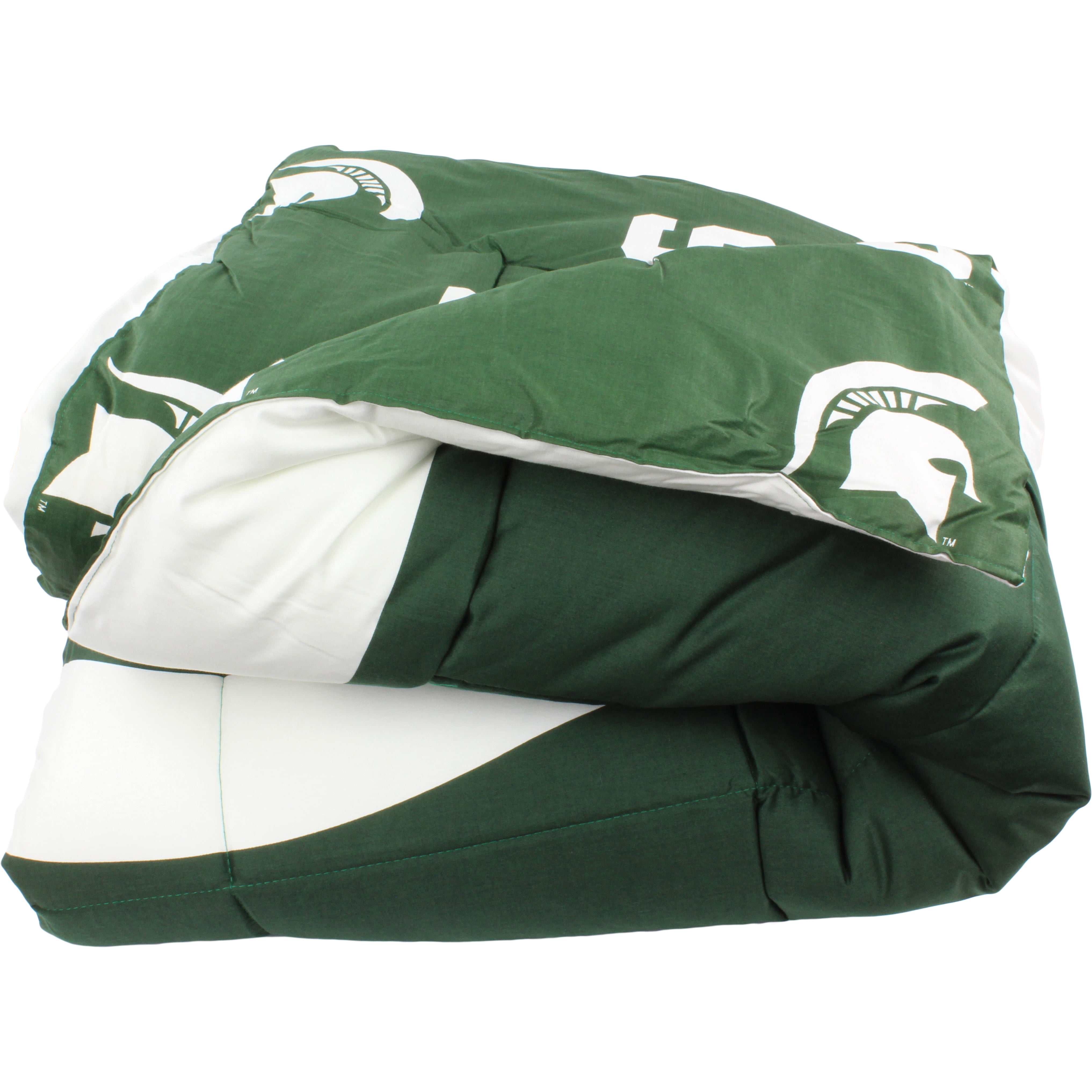 Michigan State Spartans 2 Pc Reversible Cotton Comforter Set, 1 Comforter, 1 Sham, Twin
