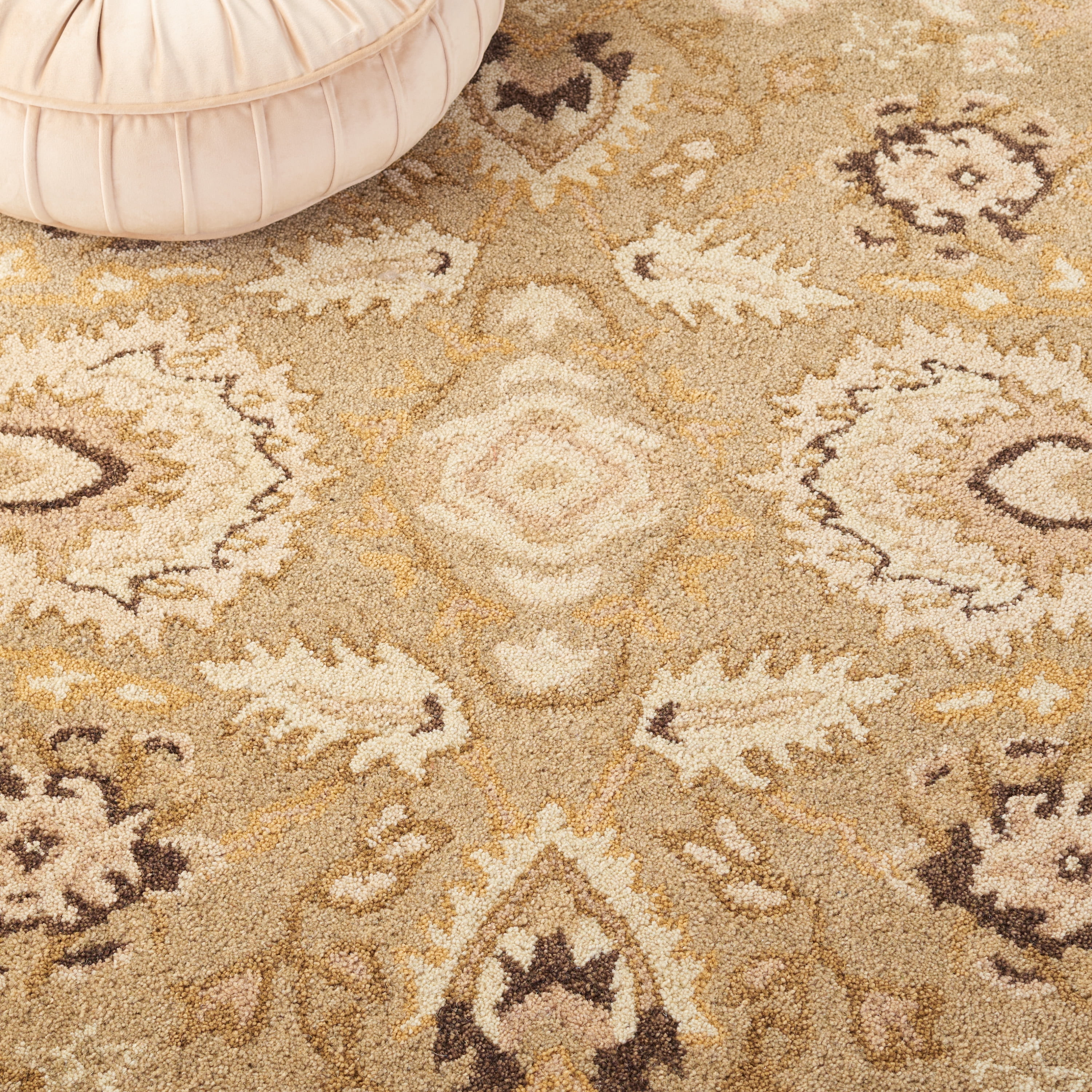 SAFAVIEH Anatolia Venice Floral Wool Area Rug, Sage/Beige, 3' x 5'