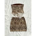 thumbnail image 2 of MORTTIC Women's Leopard Print 2-Piece Set Sleeveless Tube Top & Low-Rise Bodycon Mini Skirt, Party Clubwear Outfit, 2 of 3