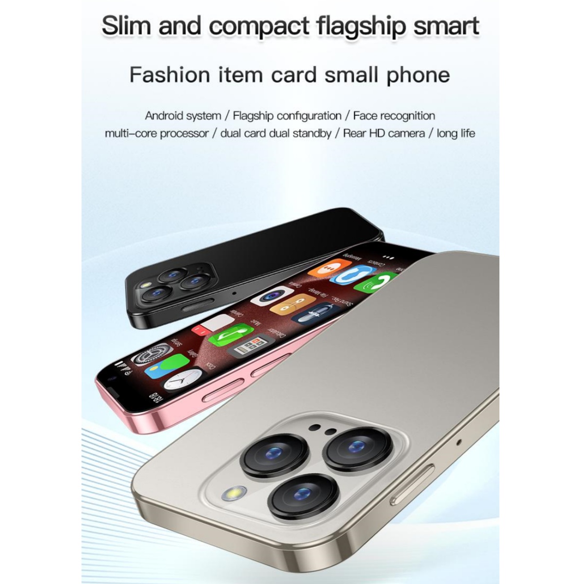 AIEK XS18 Pro 3.0" Mini Smart Phone Android9.0 Face ID 2GB RAM 16GB ROM Facial Recognition Dual SIM Standby 3G Small Phone