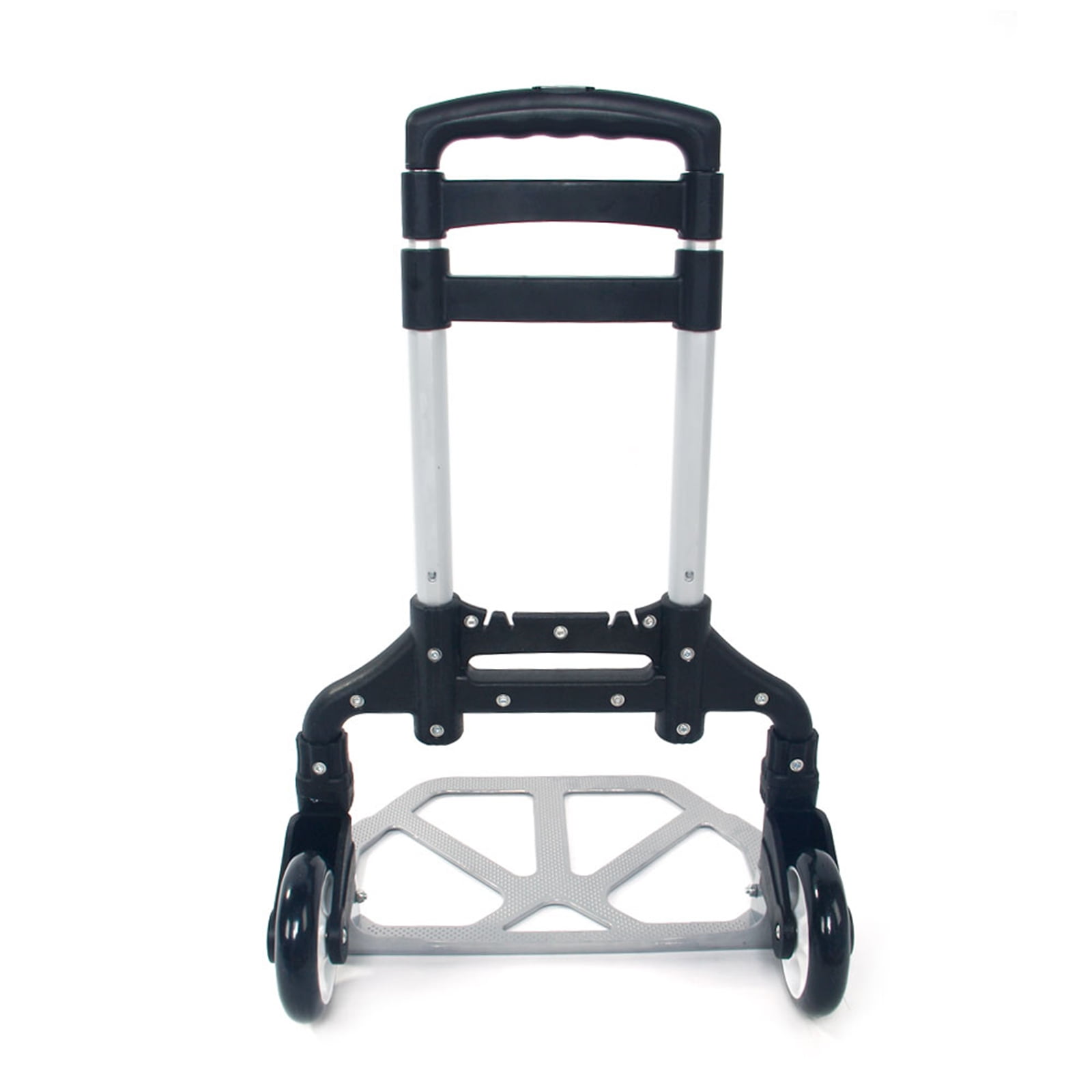 Portable Folding Aluminum Hand Truck Dolly Cart - Heavy Duty 165 lbs Capacity, Collapsible Luggage Trolley, Black