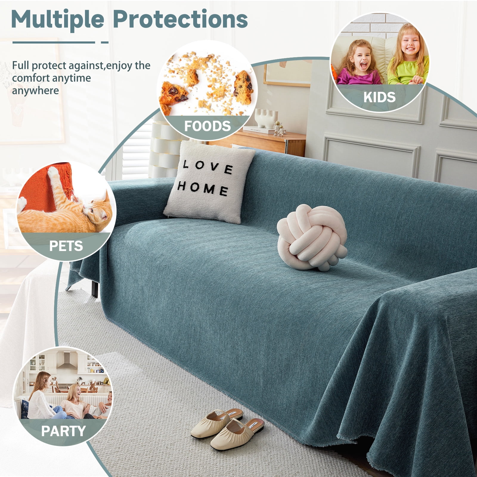 ANMINY Velvet Sofa Slipcover Stretch Couch Cover 1/2/3/4 Seater All-inclusive Protector