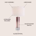 thumbnail image 4 of JONATHAN Y Edward 27" Glass /Crystal LED Table Lamp, Rose Gold, JYL1069B, 4 of 8
