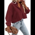 thumbnail image 1 of Camisas de Mujer con Botones, Tops Casuales de Larga, Blusa con Solapa y Bolsillo en el Pecho Rojo S, 1 of 8