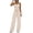 #221-Beige, variant on Cutuoiiu Women Solid Color Crew Neck Cami Top and Wide Leg Drawstring Waist Pants Set Casual Slim Fit Two Piece Outfit Gifts