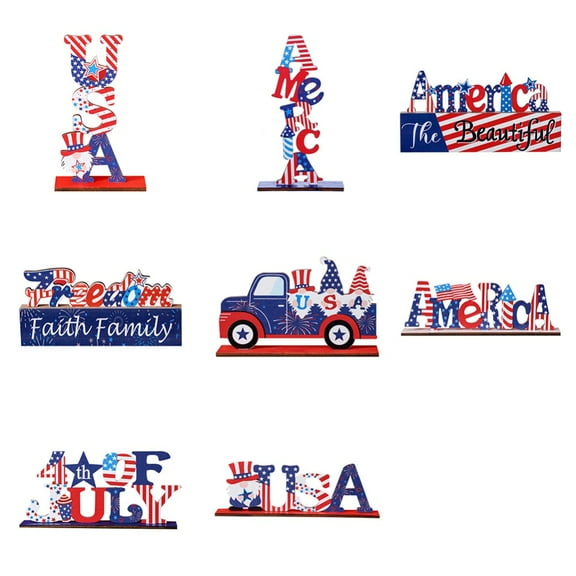 Independence Day Wooden Table Decoration Signs Memorial Day Table Centerpieces Sign Table Topper Party Decor Ornament for 4th of July 