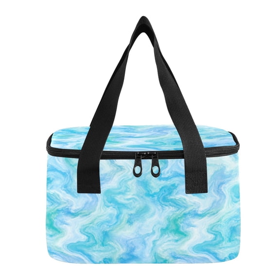 6L Insulated Lunch Bag Square Handheld Cooler Tote Serene Ocean Waves Reusable Thermal Bag with Polyester & Aluminum Lining for Work Picnic Travel
