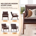 thumbnail image 2 of Hassch Mid-Century Modern Accent Armchair with Tech Cloth Upholstery and Solid Rubberwood Frame, Comfy Lounge Chair for Living Room, Bedroom, Home Office (Dark Brown), 2 of 10