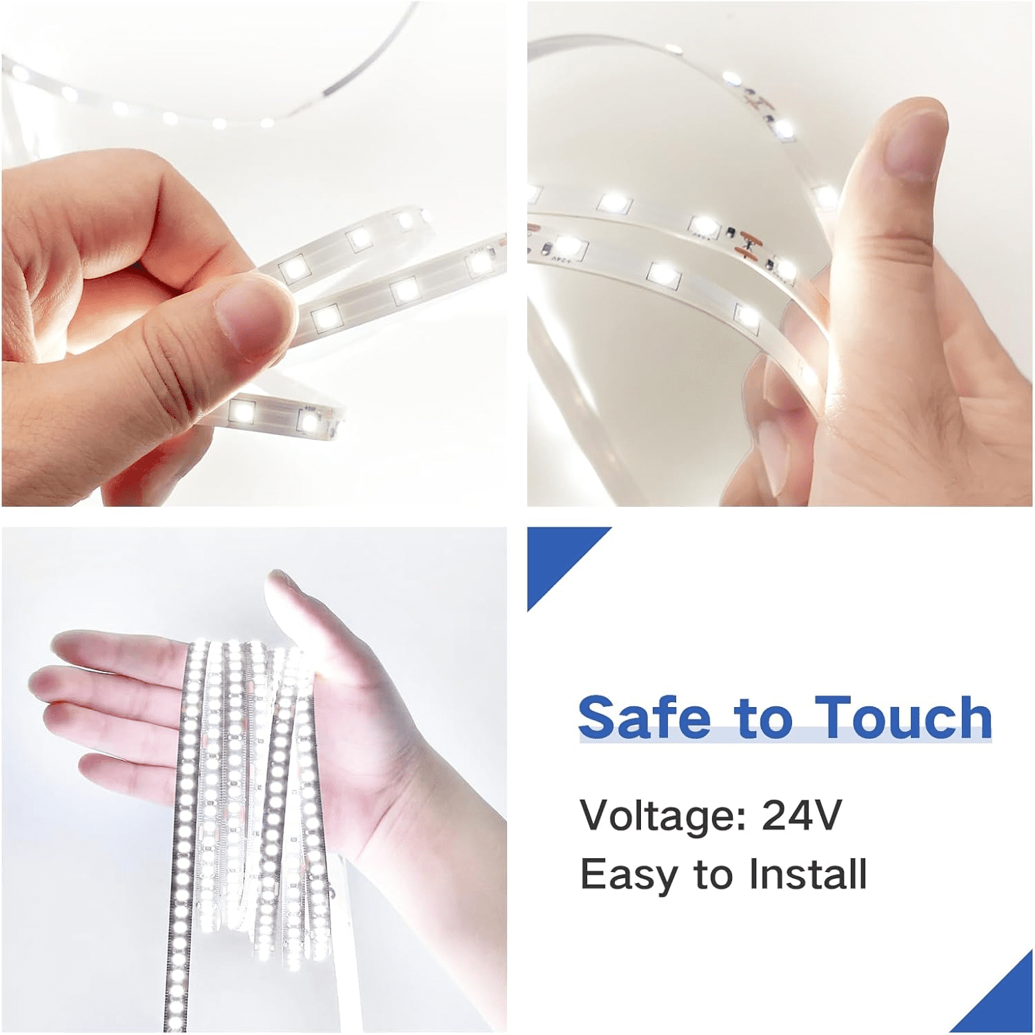 32.8ft Dimmable LED Strip Lights, 24V with Remote Control, 3000K-6500K Adjustable White Light for Bedroom, Kitchen, Cabinet