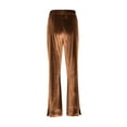 thumbnail image 5 of Women's Velvet Flare Pants, High Waist Drawstring Wide Leg Pants, Soft Casual Lounge Pants with Side Pockets for Daily Wear, Loungewear and Relaxed Outfits Coffee M, 5 of 7