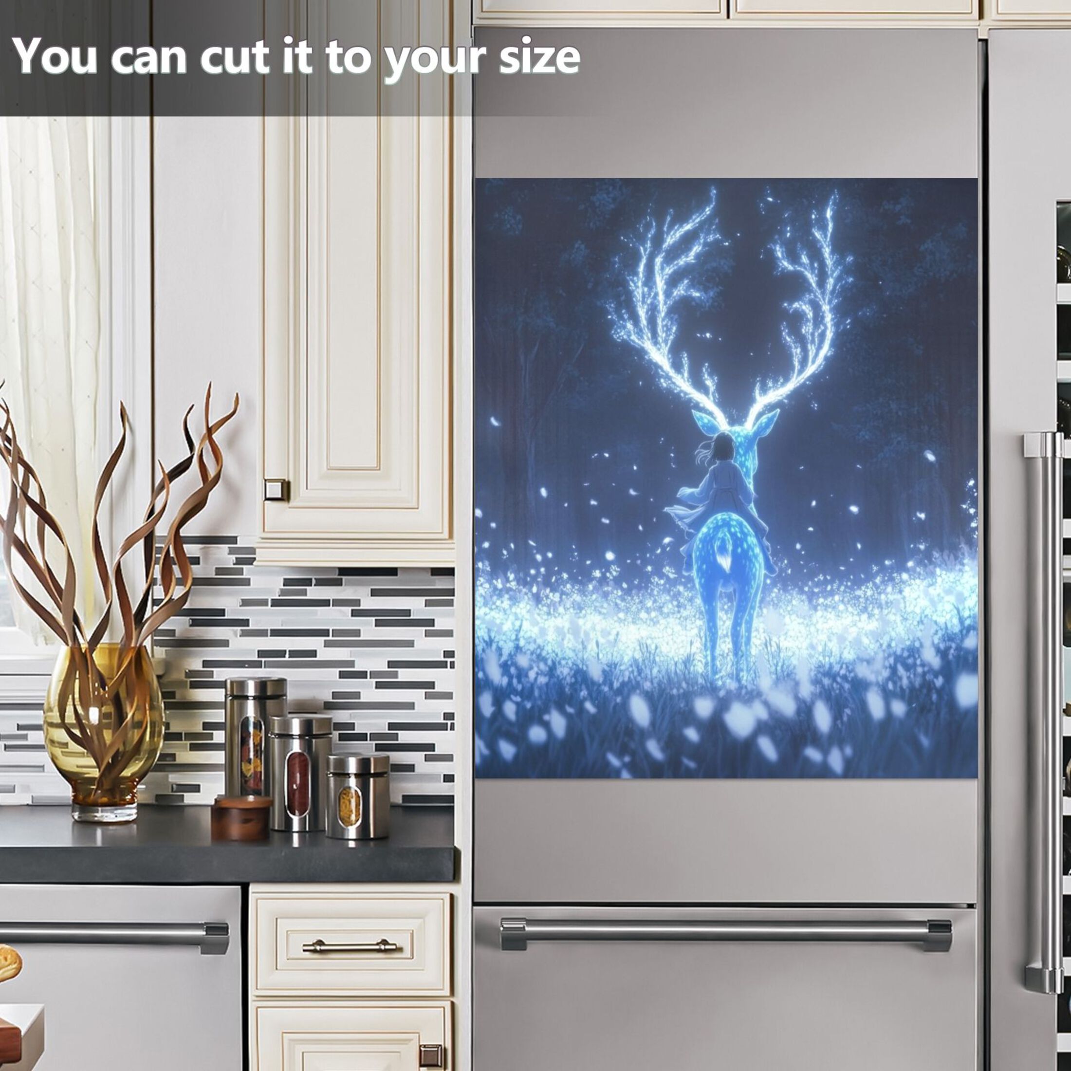 Dishwasher Magnetic Sticker 23x26 Inch Refrigerator Magnetic Sticker Washing Machine Magnetic Sticker Kitchen Panel Magnetic Sticker Home Decor Cartoon Blue Elk