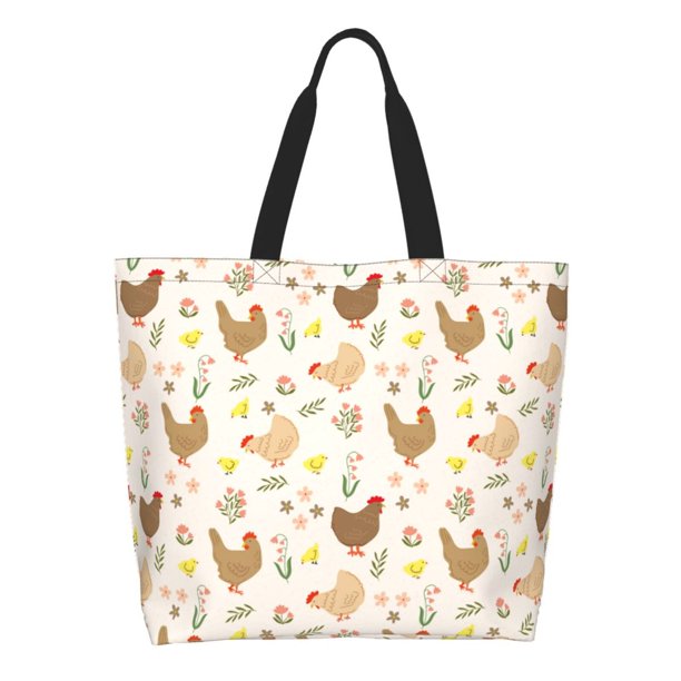 Disketp Chicken Family Bolsa Tote Estampada para Mujer, Bolso de Hombro y de Mano para Compras y Viajes
