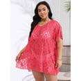 thumbnail image 3 of Plus Size Women's Sexy Lace Hollow See-through V-neck Slit Beach Dress Cover-up, 3 of 6