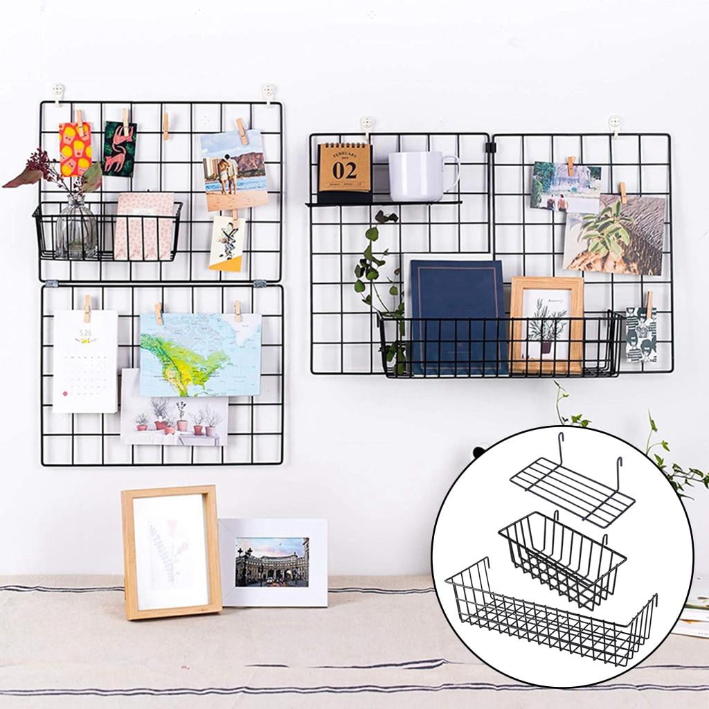 3 Pcs Grid ing Baskets Set, Black Photo ing Display Rack, Grid Wall