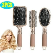 3 PCS Hair Brush Set with Detangling Nylon Pins Massage Paddle Brush Cushion Hair Combs Hair Dryer Brush for Women Men