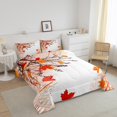 YST Fall Thanksgiving Bedding Queen, Red Orange Maple Leave Comforter