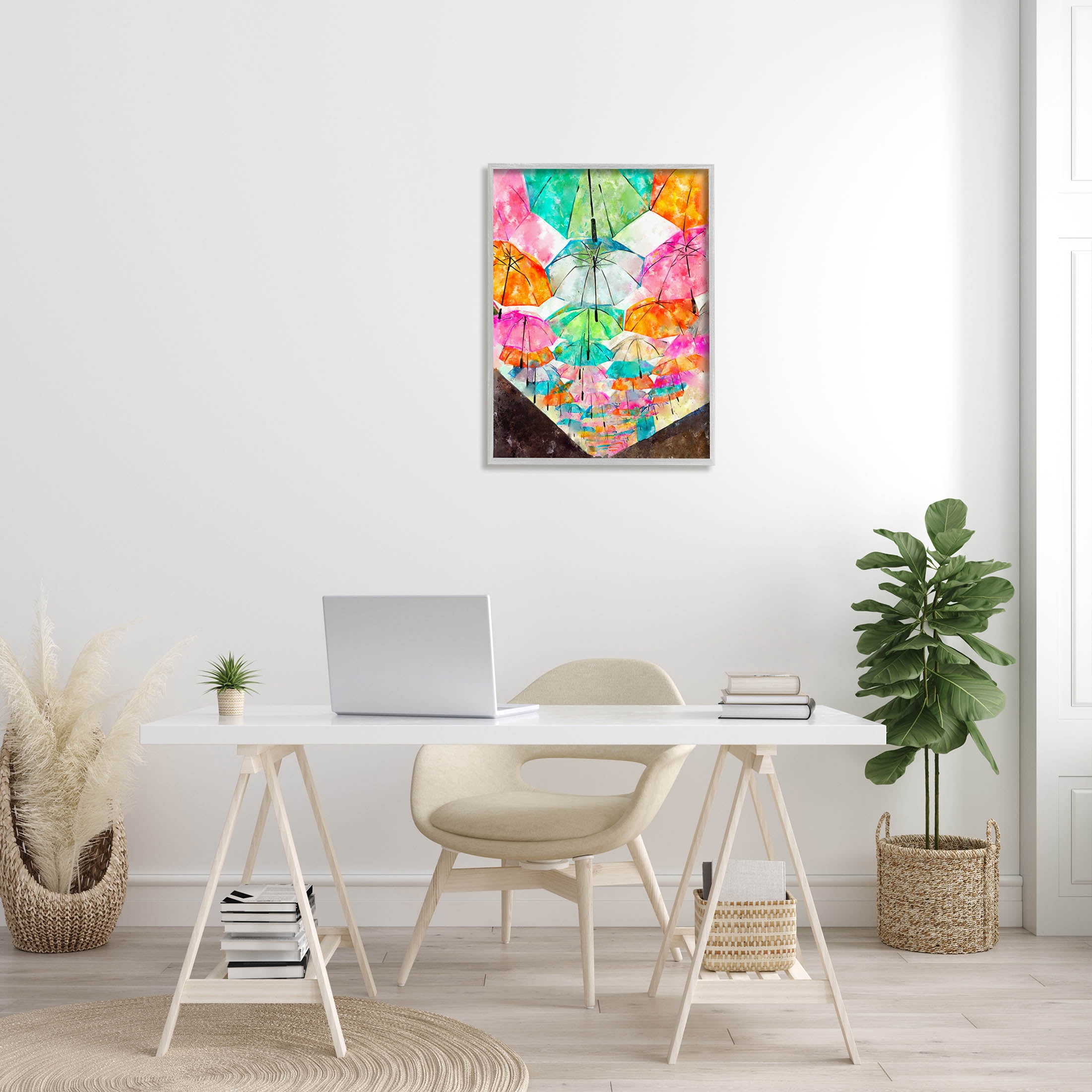 Stupell Industries Vivid Umbrellas Overhead Graphic Art Gray Framed Art Print Wall Art, Design by Ziwei Li