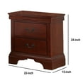 thumbnail image 2 of Wooden Nightstand 2 Drawer - Cherry Brown Bedside Table, 22" Wide Storage Organizer, 2 of 5
