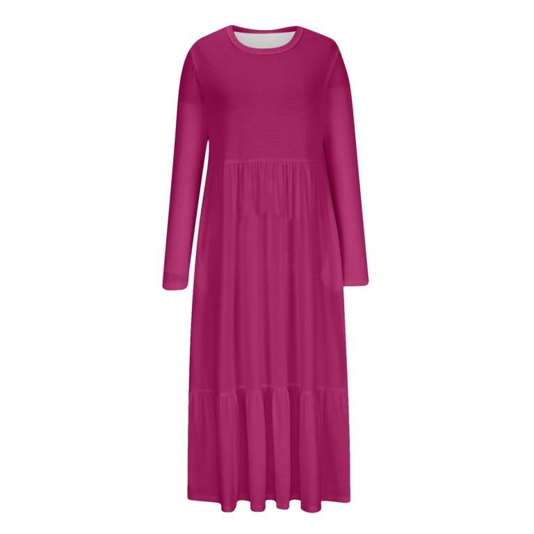 fall dresses for young adults Lindreshi Fall Dresses for Teens with Long Sleeves Fashion Women Long Sleeve Solid Color V-Neck Short Skirt Casual Dress, Girl's, Size: Small, Brown