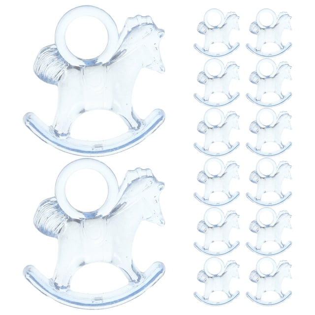 24 piezas de caballitos mecedores de acrílico para baby shower, juego de abalorios, decoración para fiestas, recuerdos para baby shower de niño o niña, revelación de género y decoraciones para fiestas