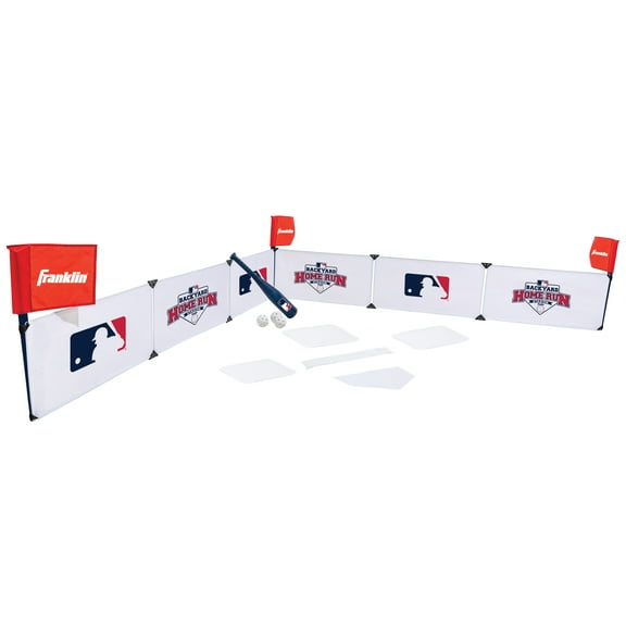Franklin Sports MLB Kids Backyard Baseball Stadium - Kids Plastic Set - Walls, Bat, Balls & Bases Other Games 10 Piece