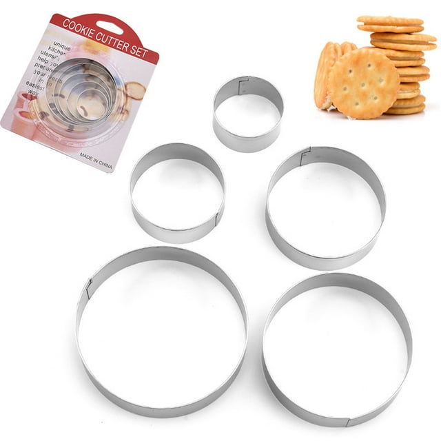 5 piezas moldes para hornear galletas círculo molde de metal conjunto de acero inoxidable forma redonda cortadores de galletas utensilios de cocina herramienta para hornear Irfora Molde para hornear