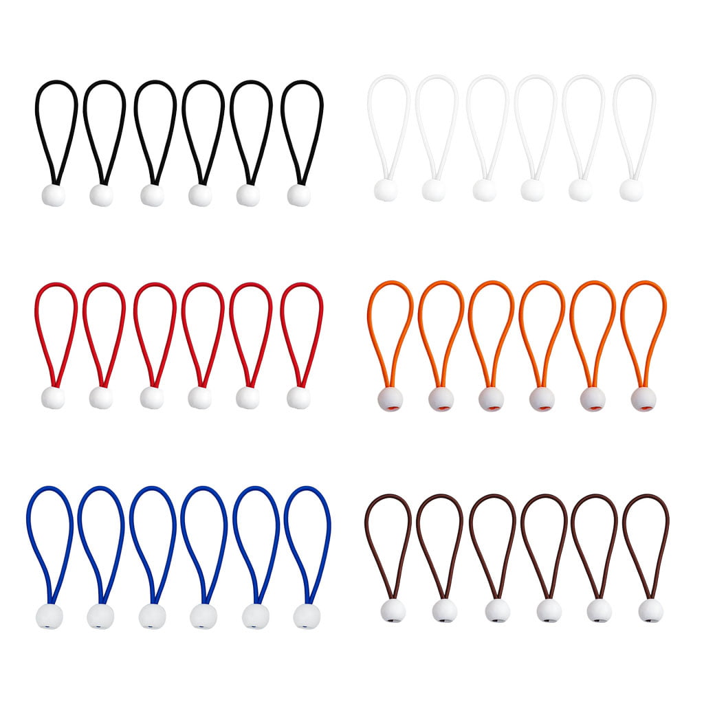 6pcs White Ball Bungee Cords Elastic String Canopy Tarp Tie Down Strap Tent Fix 