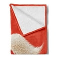 thumbnail image 2 of Christmas Soft Flannel Fleece Throw Blanket, Hairy Vivid Mustache of Santa Claus with Ho Ho Ho Lettering Happy New Year, Cozy Plush for Indoor and Outdoor Use, 50" x 70", Scarlet Cream, by Ambesonne, 2 of 5