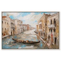 Tuscan Waterway Canvas Coastal Classic Art by Art Remedy, Silver Frame, 15" x 10"