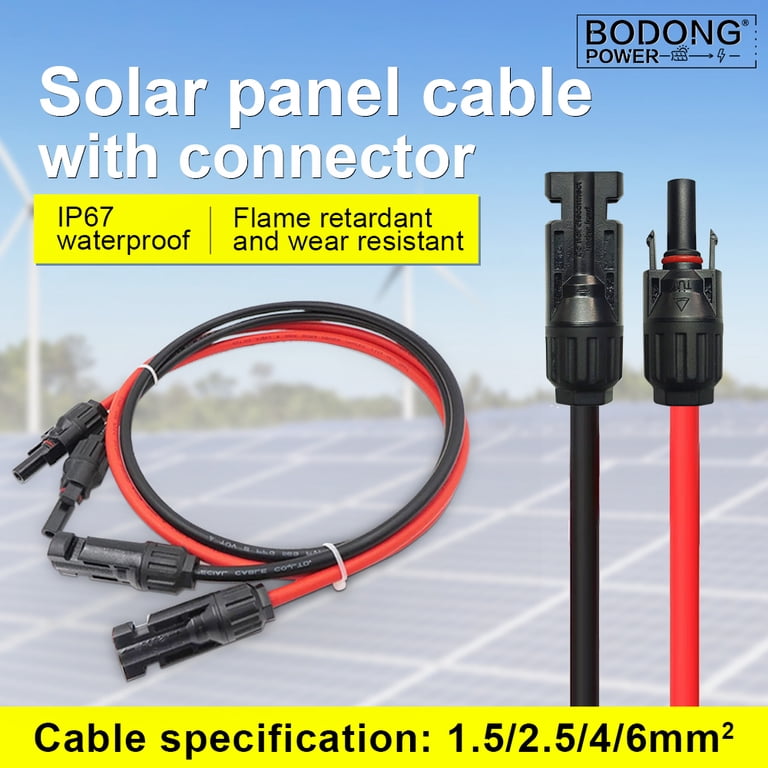 1 Pair Black + Red 10AWG(6mm²) Solar Panel Extension Cable 1 Pair Black + Red 10AWG(6mm²) Solar Panel Extension Cable