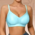 thumbnail image 4 of Kvture Scalloped Satin Bras for Women Comfort Adjustable Strap No Underwire Full Coverage Everyday Bra Blue Bra L, 4 of 5