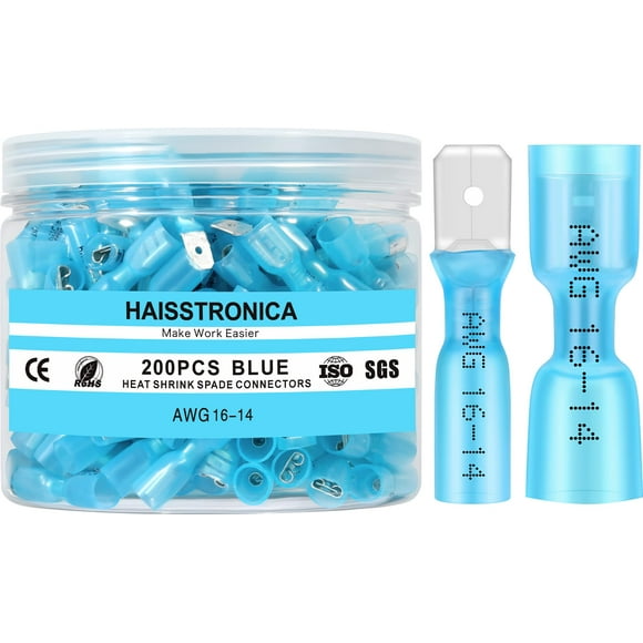 Conectores de pala termorretráctiles haisstronica 200 piezas AWG 16-14