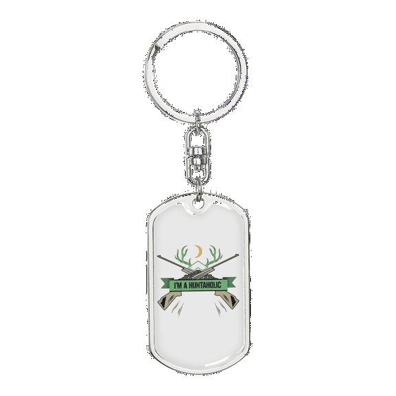 Huntaholic Hunter'S Keychain Stainless Steel or 18k Gold Dog Tag Keyring