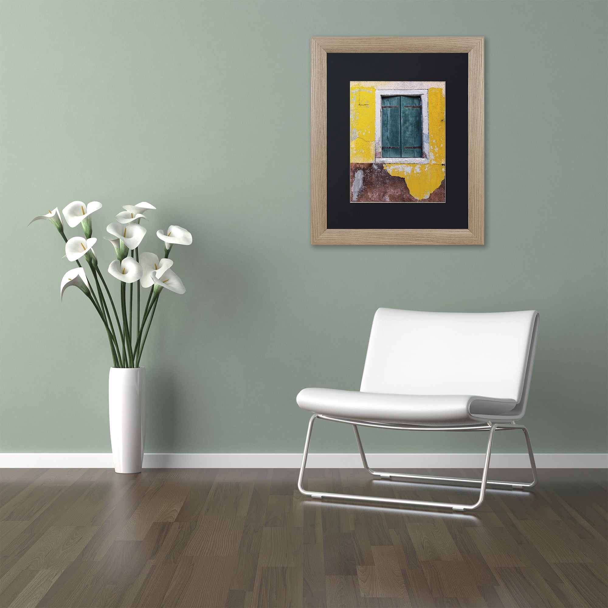 Trademark Fine Art "Green Window" Canvas Art by Michael Blanchette Photography Black Matte, Birch Frame