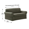 thumbnail image 3 of Zenna Home Pixel 2-Piece Stretch Loveseat Furniture Slipcover, Dark Olive Green, 3 of 10
