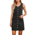 thumbnail image 3 of Bosfbaoi Women's Sleeveless Denim Mini Dress, Button Front A-Line Jean Dress with Pockets, Casual Slim Fit Sleeveless Denim Dress for Daily Wear, 3 of 5