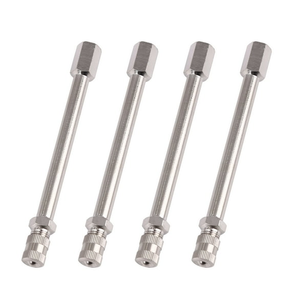 Universal 4 Inch Straight Metal Tyre Valve Stem Extension Rod Wheel Adapter for Car Truck Motorcycle Silver Tone