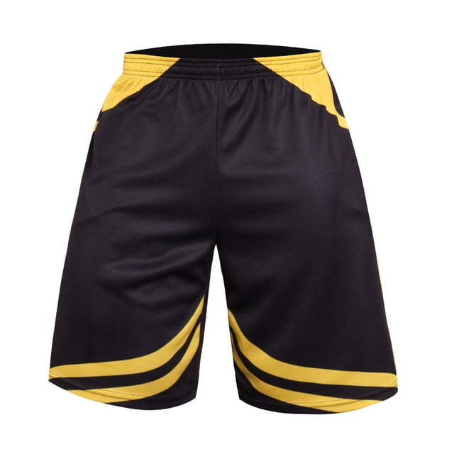 Men Athletic Shorts with Pockets Printed Elastic Waist Quick Dry Gym Training Workout Short Pants
