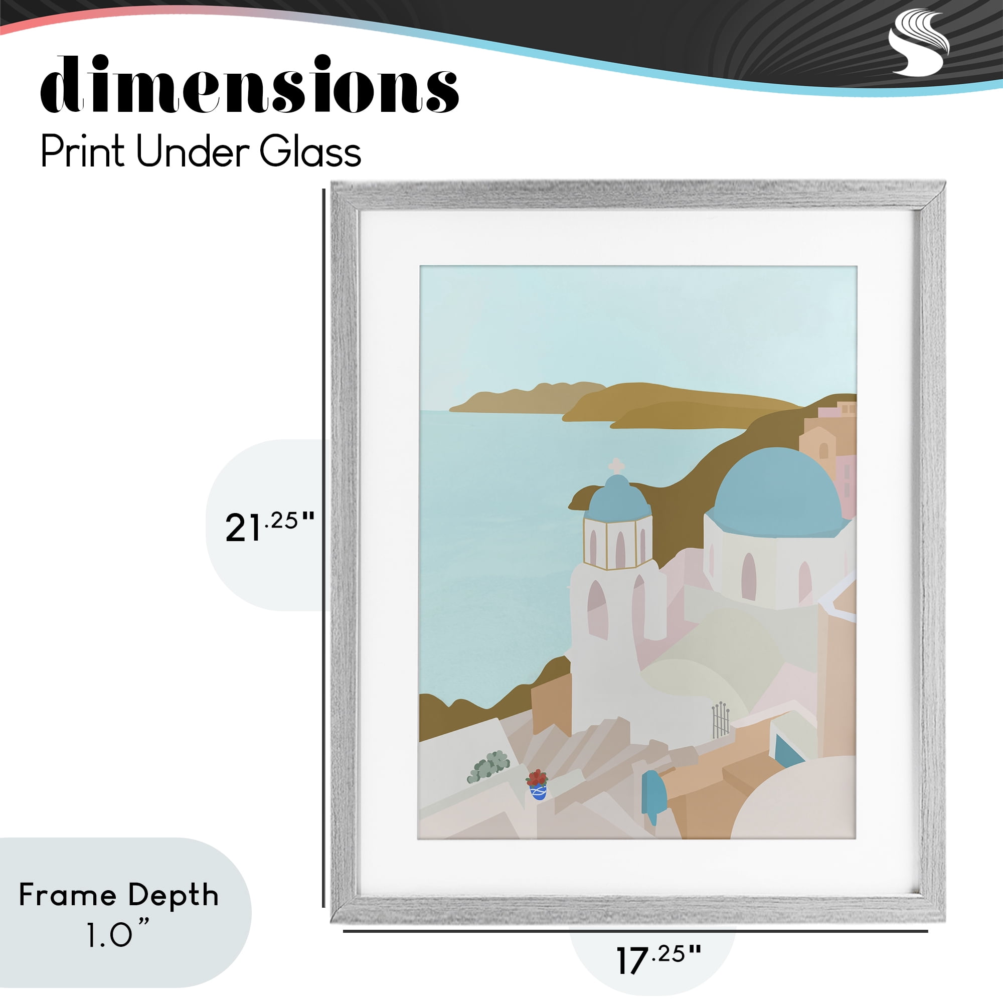 Stupell Industries Coastal Santorini Vibes Gray Framed Print Under Glass, design by Anna Quach